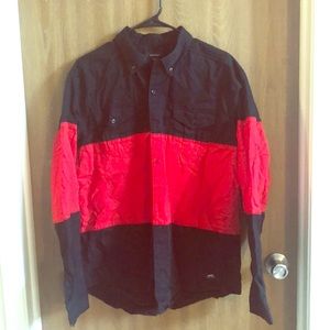 Long sleeve black and red shirt